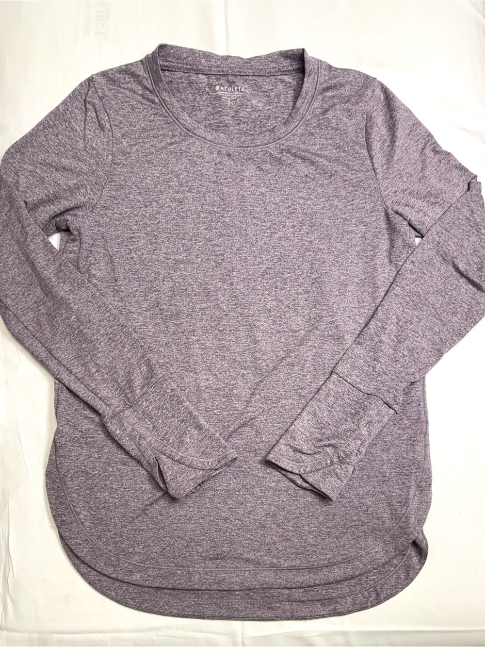 Athleta Uptempo Top Small Purple Heather Long Sleeve Thumbhole Activewear